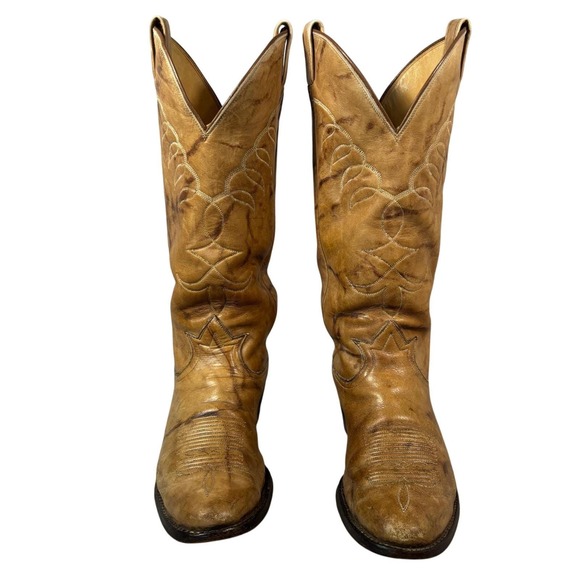 VTG 80s Tony Lama Men's 9 D Lizard Skin Cowboy Boots A72015 USA Made El Paso